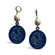 Load image into Gallery viewer, Tidal Line Dangles | Freshwater Pearl &amp; Abstract Acrylic Earrings